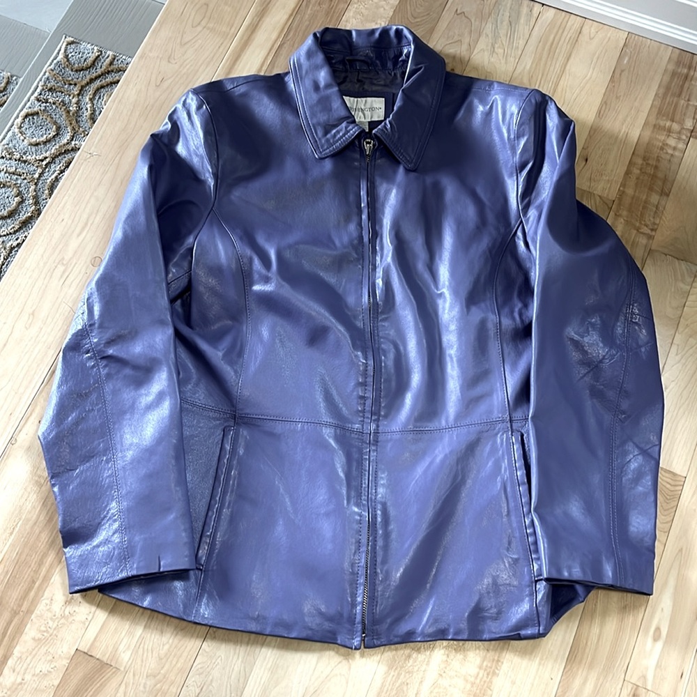 Y2K Sz L Mauve Leather Zippered Jacket
